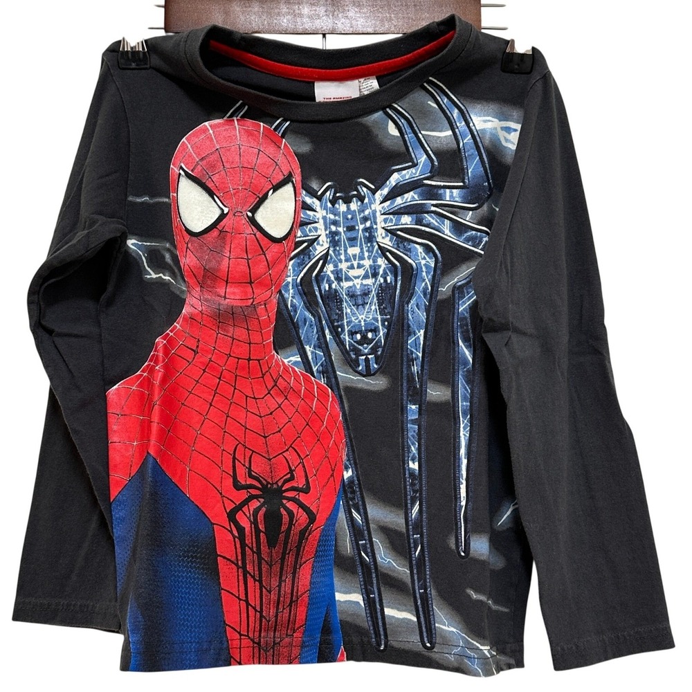 Marvel Spider-Man Long Sleeve Graphic Kids Size 6 Charcoal Red Superhero‎ Shirt